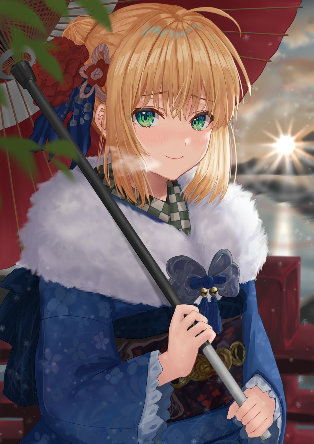 fate/grand_order fate/stay_night kimono saber sakurasakimasu4 umbrella