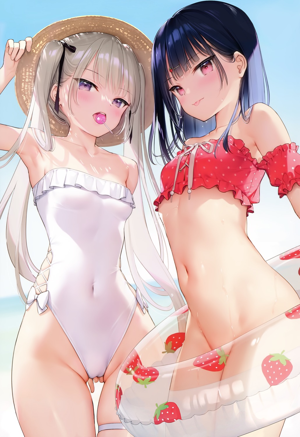 ame_(mignon) bikini_top bottomless cameltoe detexted garter ichigo_(mignon) mignon photoshop swimsuits