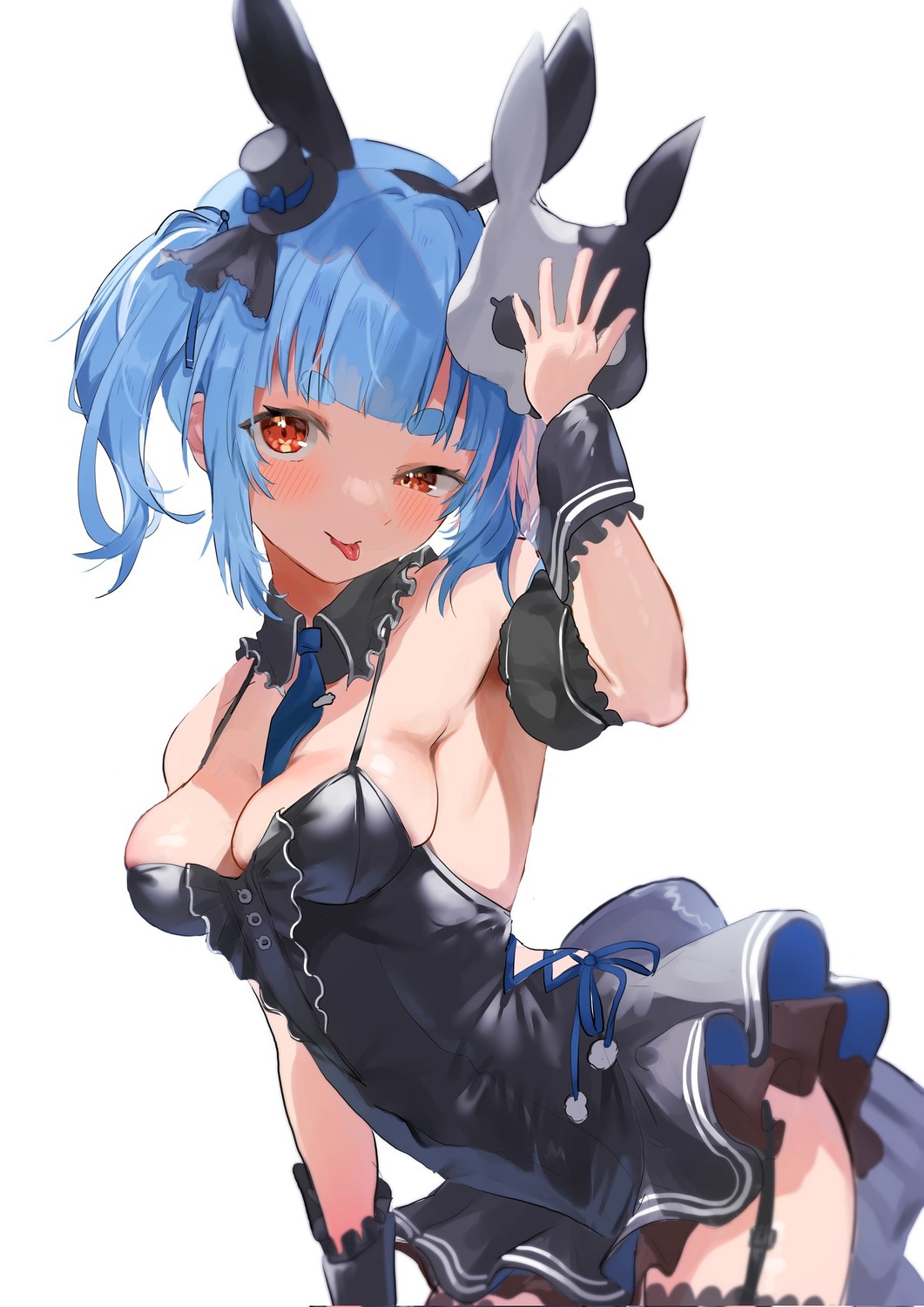 animal_ears bunny_ears hololive no_bra stockings takeno_omoti thighhighs usada_pekora