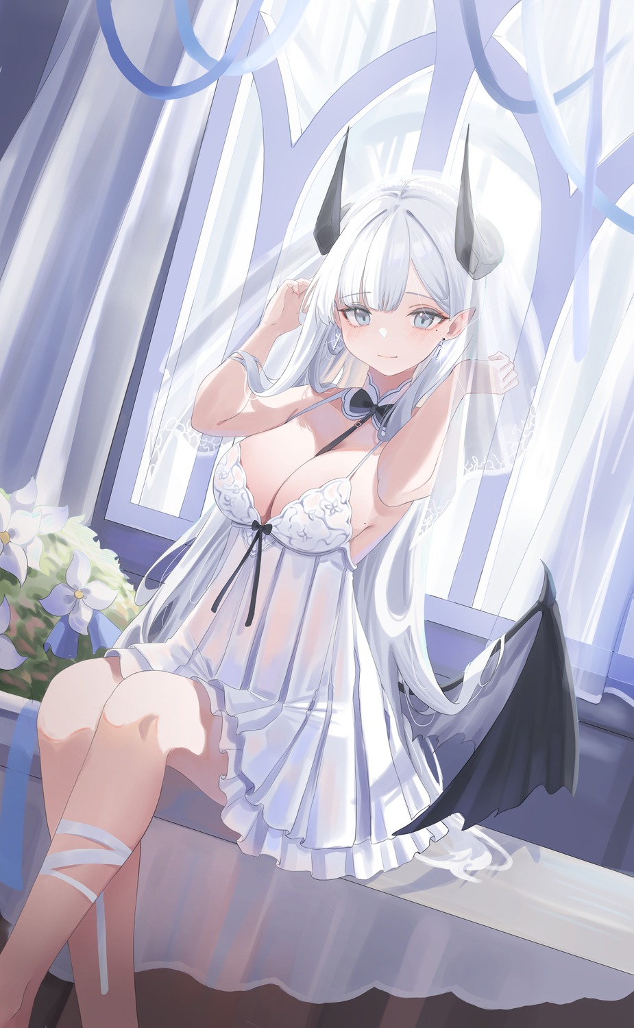 cake_walker devil dress horns lingerie pointy_ears wedding_dress wings