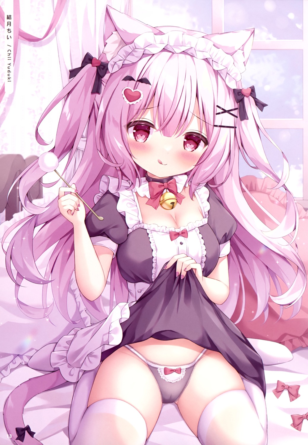 animal_ears cameltoe maid nekomimi pantsu skirt_lift tail thighhighs yuduki_chii