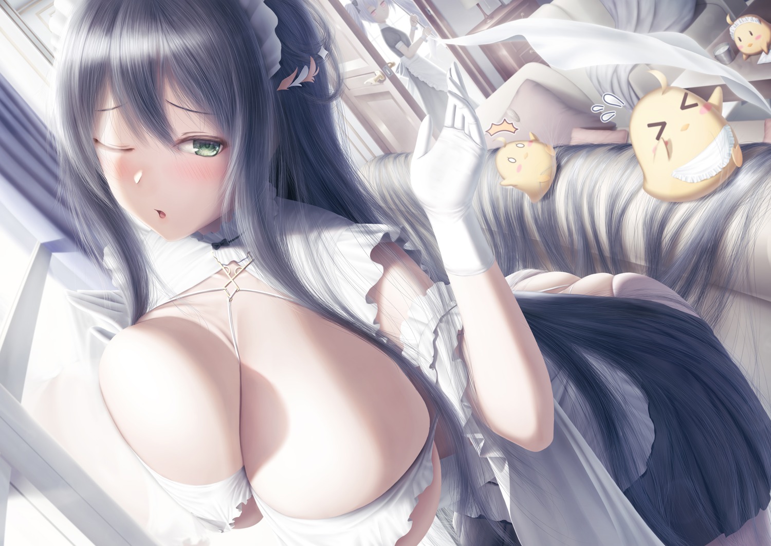 azur_lane indomitable_(azur_lane) maid manjuu_(azur_lane) masatoki no_bra