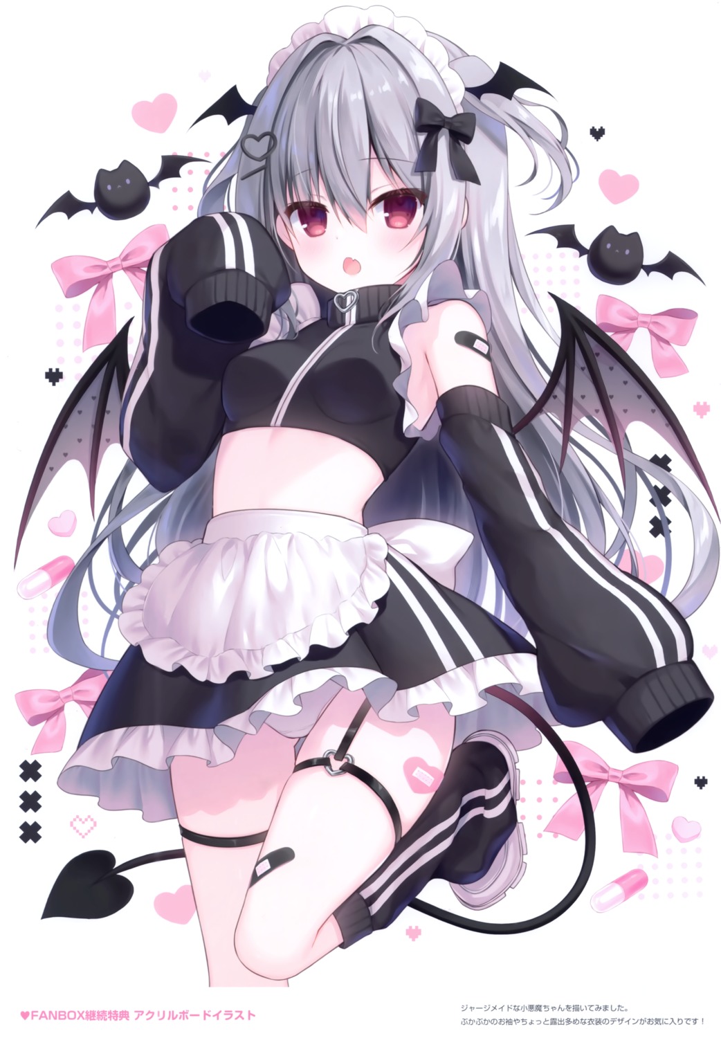 bandaid devil garter hasune hasuneya maid pantsu skirt_lift tail wings