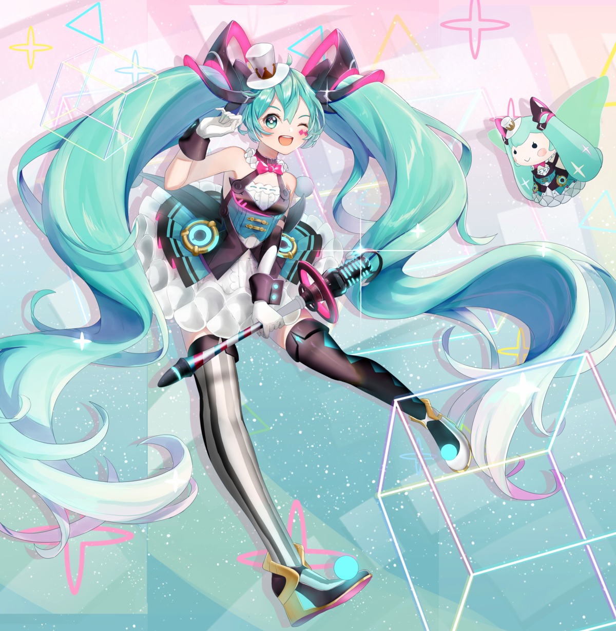 dress hatsune_miku ichigo_mayonnaise magical_mirai tattoo thighhighs vocaloid