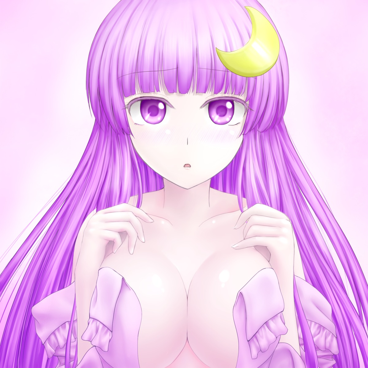 cleavage no_bra open_shirt patchouli_knowledge touhou y2
