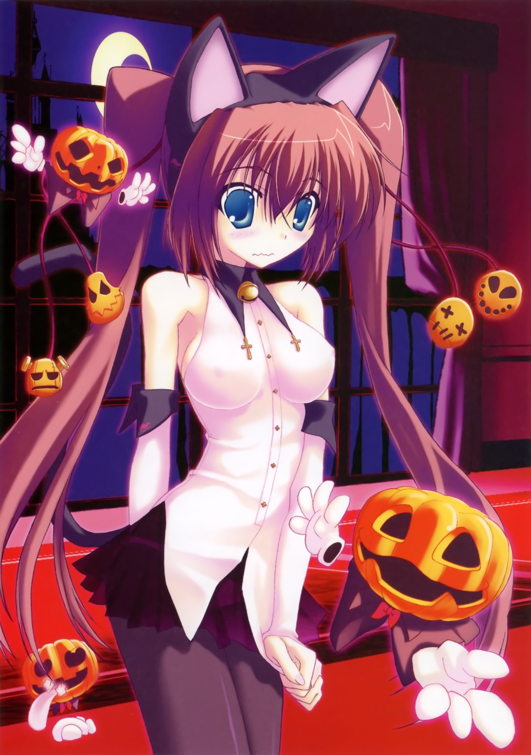 animal_ears erect_nipples halloween kokonobi nekomimi pantyhose tail