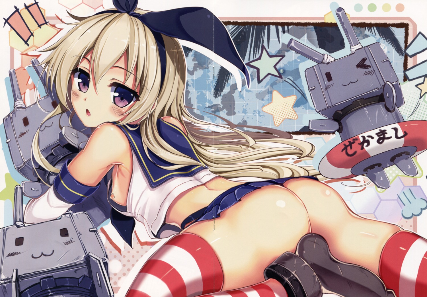 akabane_(zebrasmise) ass bandaid crease kantai_collection loli nopan pasties rensouhou-chan shimakaze_(kancolle) thighhighs zebrasmise