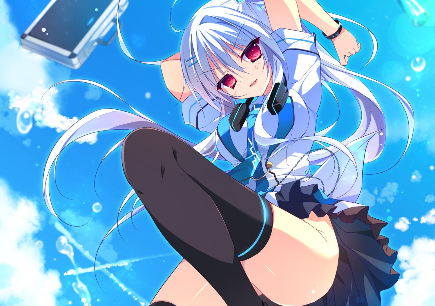 aoumi_ramune game_cg headphones lamunation! muku_(apupop) nopan seifuku thighhighs whitepowder