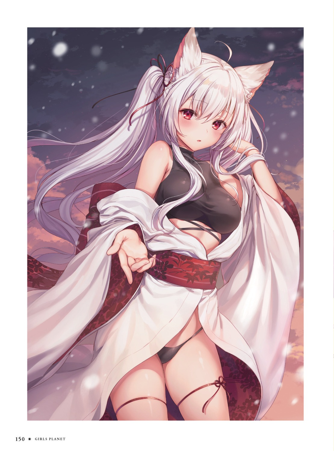 animal_ears garter japanese_clothes kitsune komeshiro_kasu pantsu