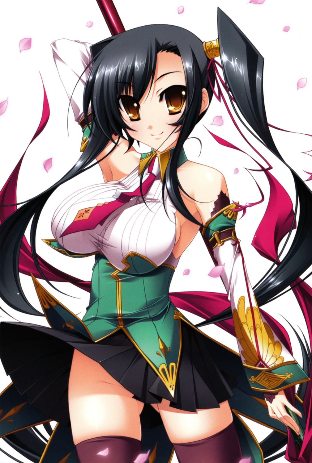 baseson kanu katagiri_hinata koihime_musou nopan skirt_lift thighhighs weapon