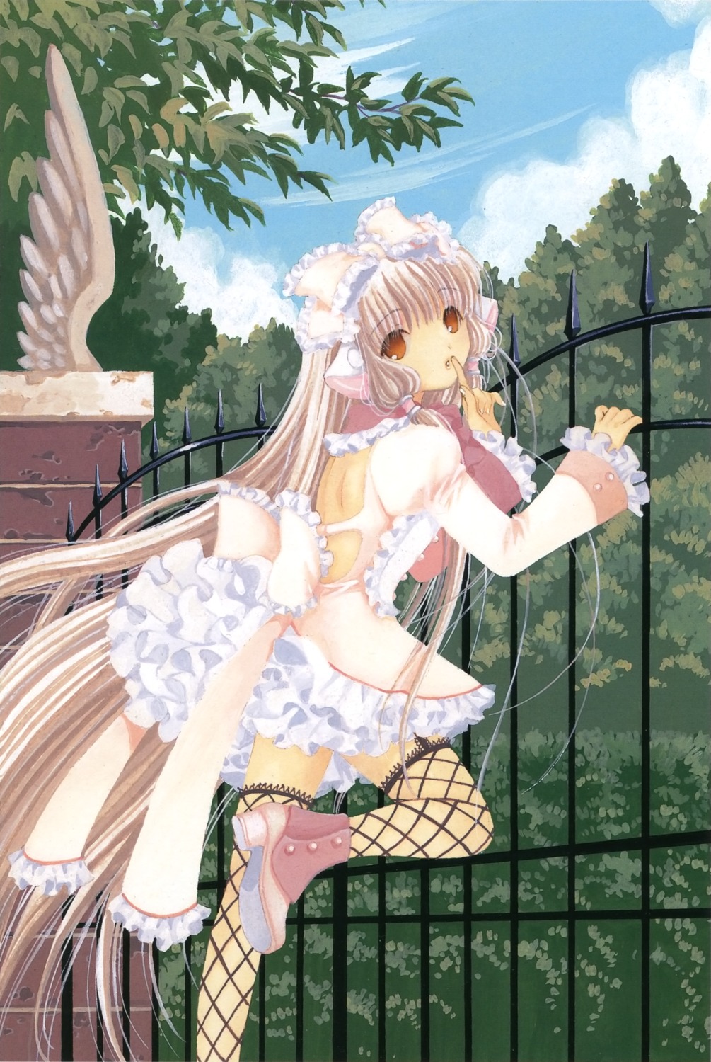 chii chobits clamp dress fishnets lolita_fashion thighhighs