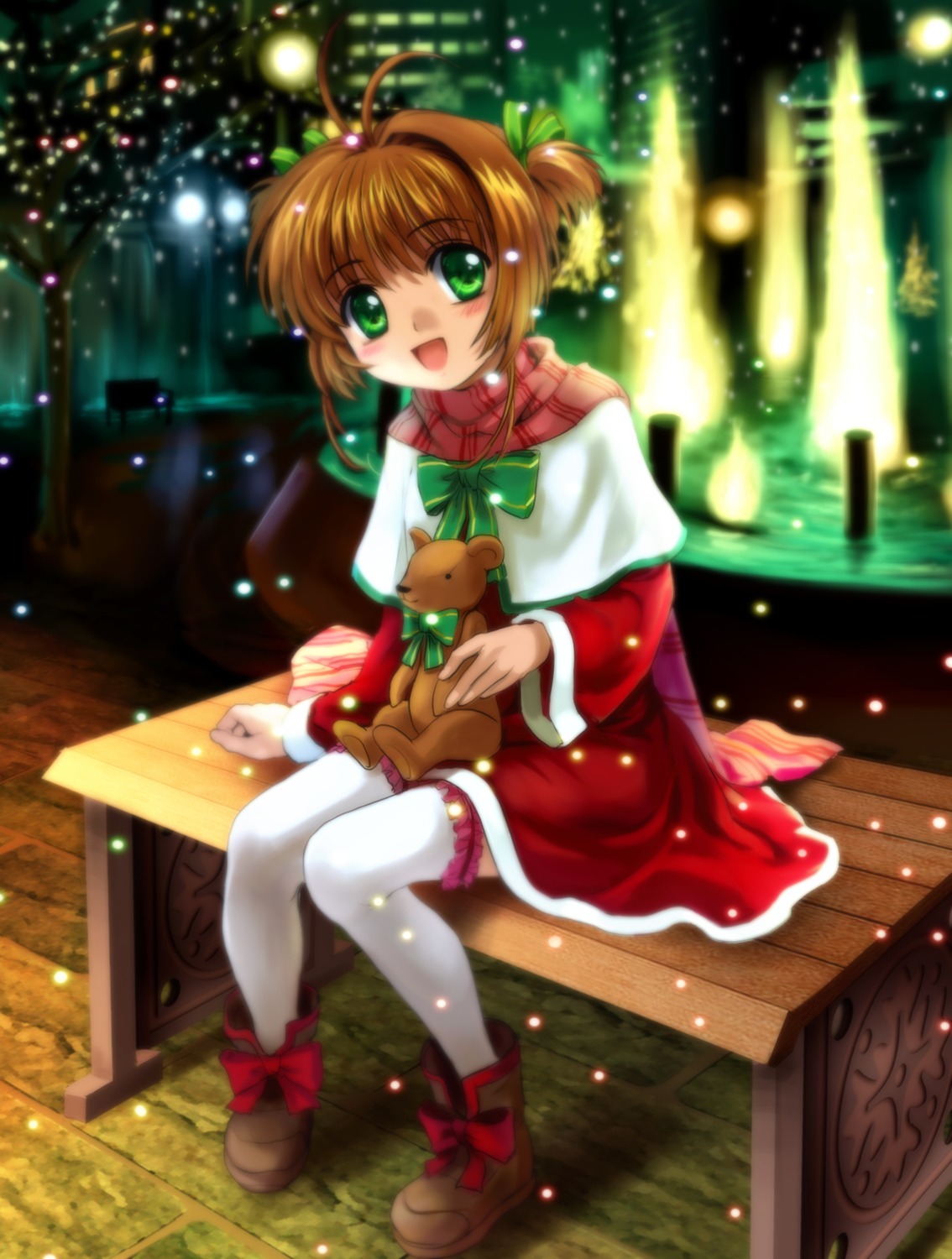 card_captor_sakura christmas kinomoto_sakura moonknives thighhighs
