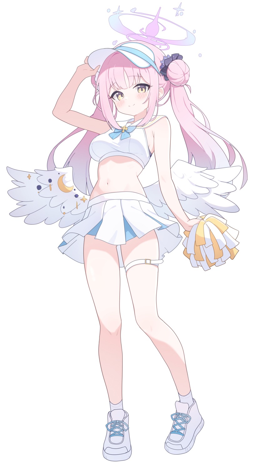 angel blue_archive cheerleader garter misono_mika nonddu skirt_lift wings