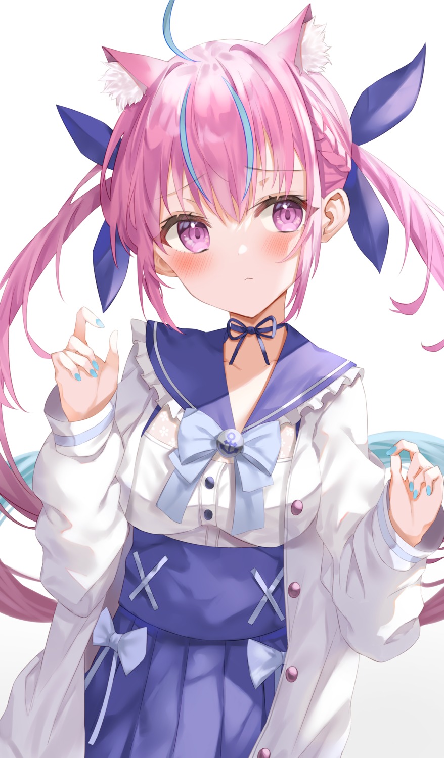 animal_ears hololive minato_aqua nekomimi seifuku sutei