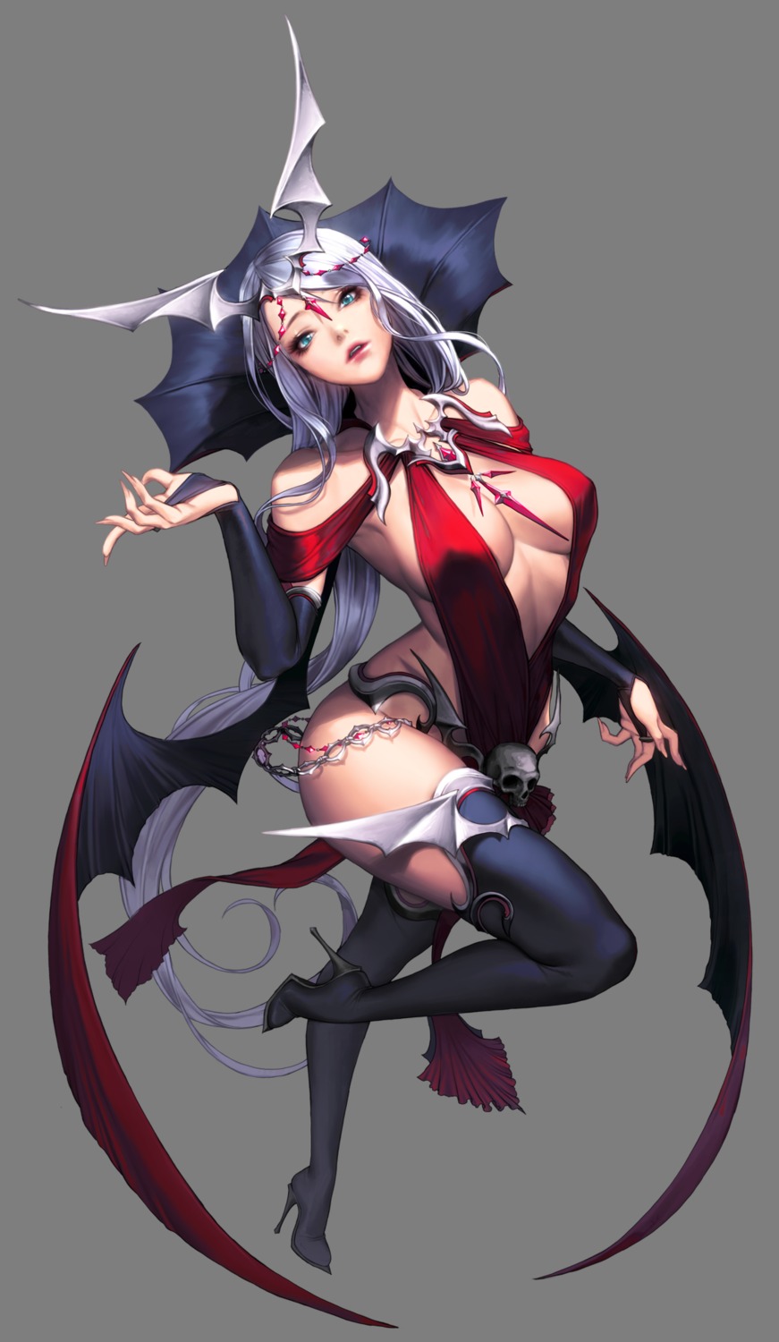 chaos_hero_online cleavage heels love_cacao nivas no_bra thighhighs transparent_png wings