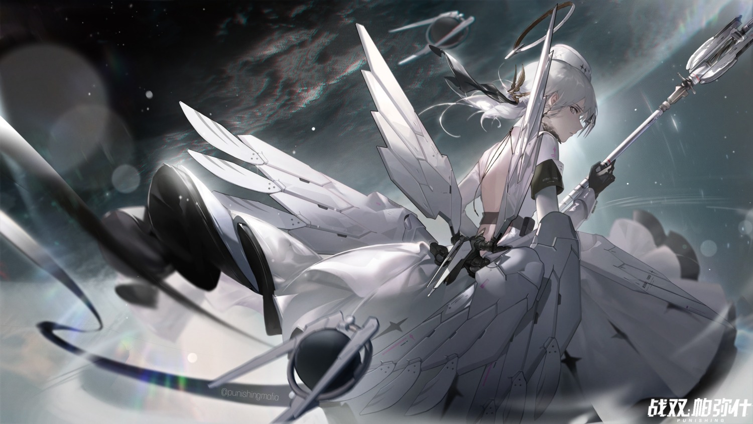 angel liv_(punishing:_gray_raven) no_bra punishing:_gray_raven wallpaper weapon wings yingu