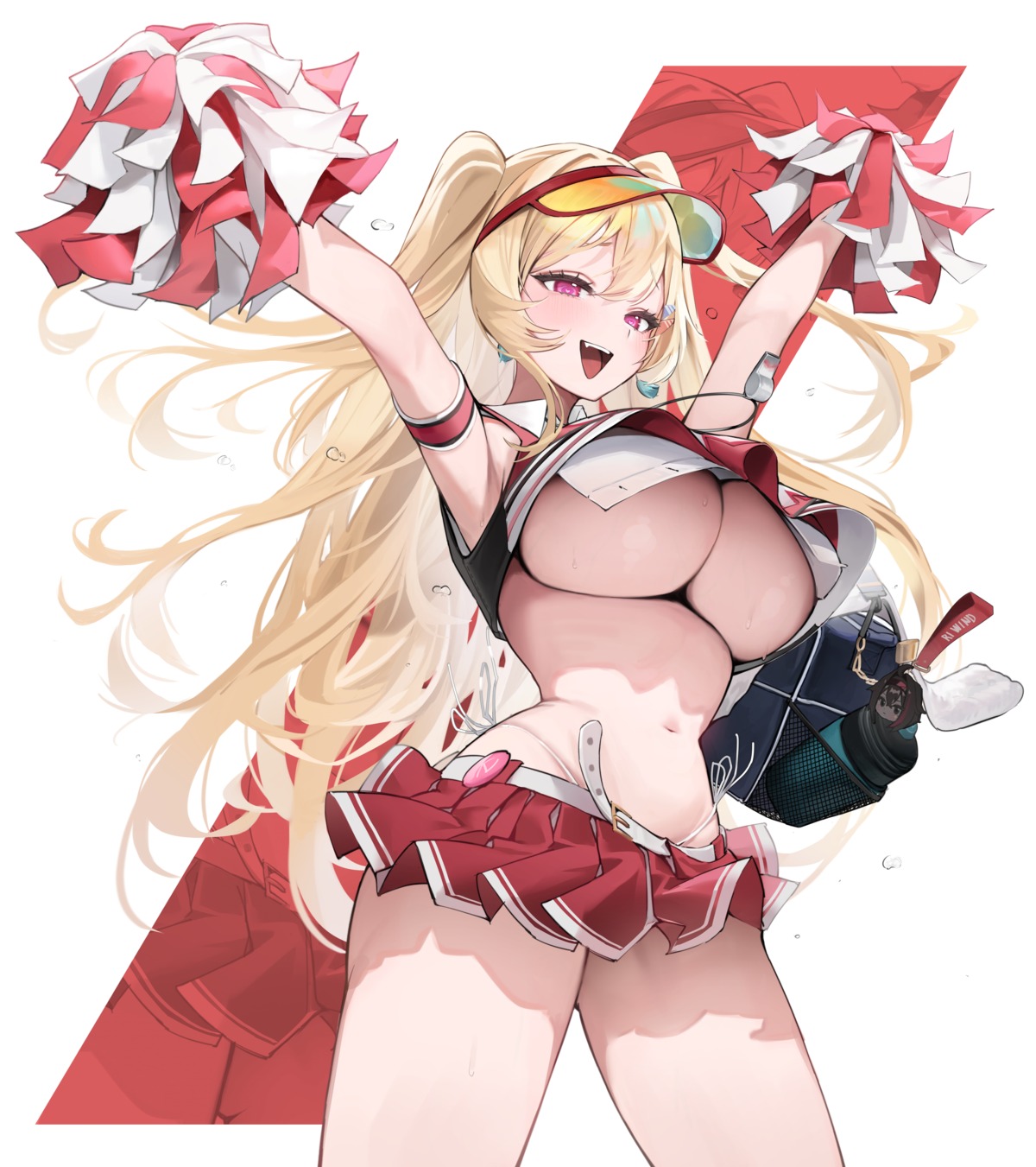 cheerleader clay_(nikke) gmuk nikke_the_goddess_of_victory no_bra pantsu shirt_lift skirt_lift string_panties underboob