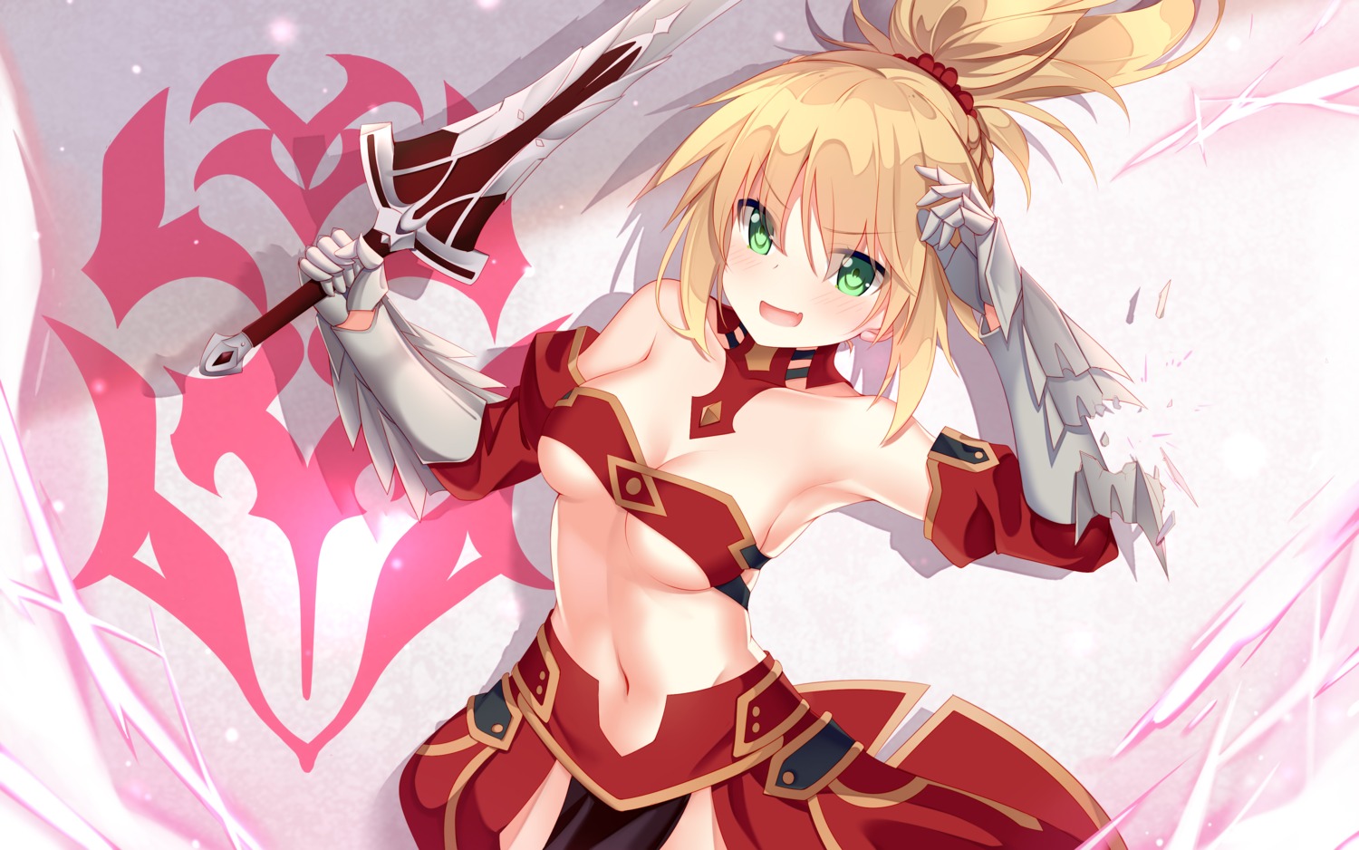 cleavage fate/apocrypha fate/grand_order fate/stay_night jyt mordred_(fate) sword underboob