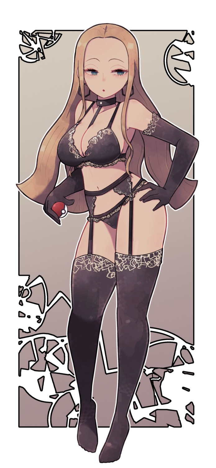 bra breasts cleavage fishnets garter garter_belt lamb-oic029 lingerie olive_(pokemon) pantsu pokemon pokemon_swsh stockings thighhighs