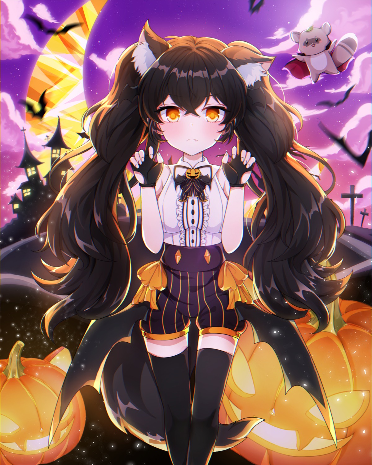 animal_ears halloween ryunbi tail thighhighs wings