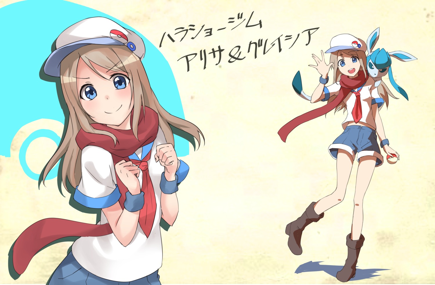 ayase_arisa crossover glaceon heels kaku_(pixiv1316345) love_live! pokemon