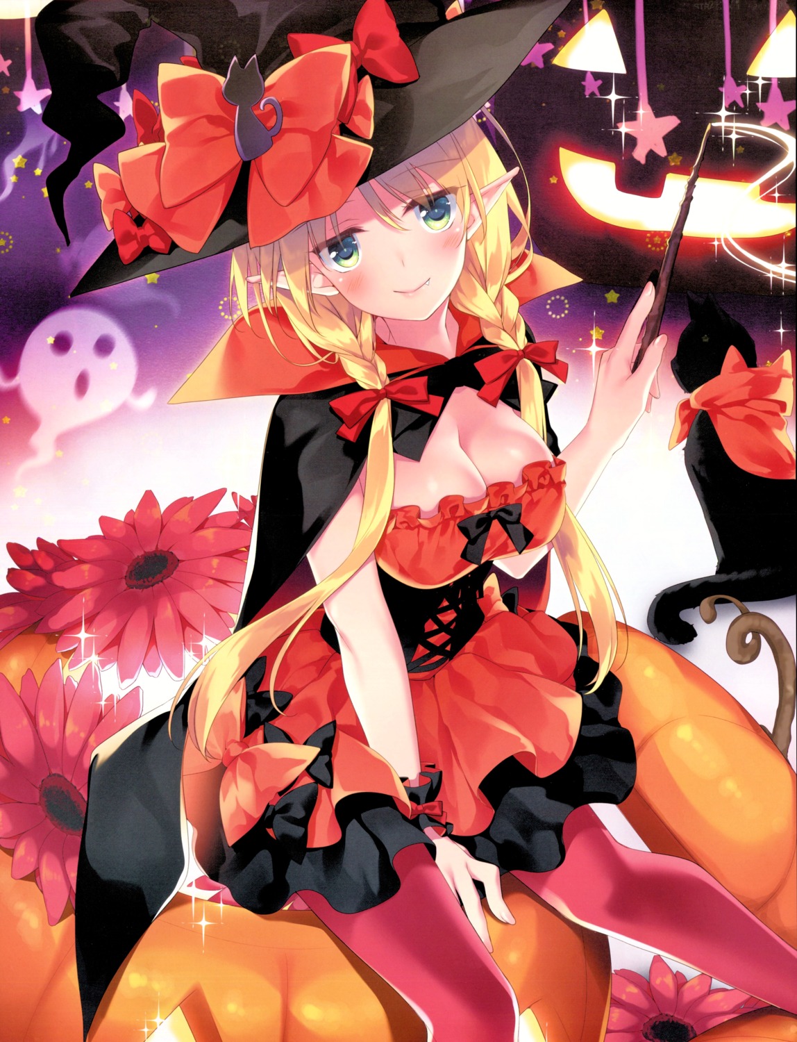 cleavage halloween motomiya_mitsuki neko pantyhose possible_duplicate screening witch