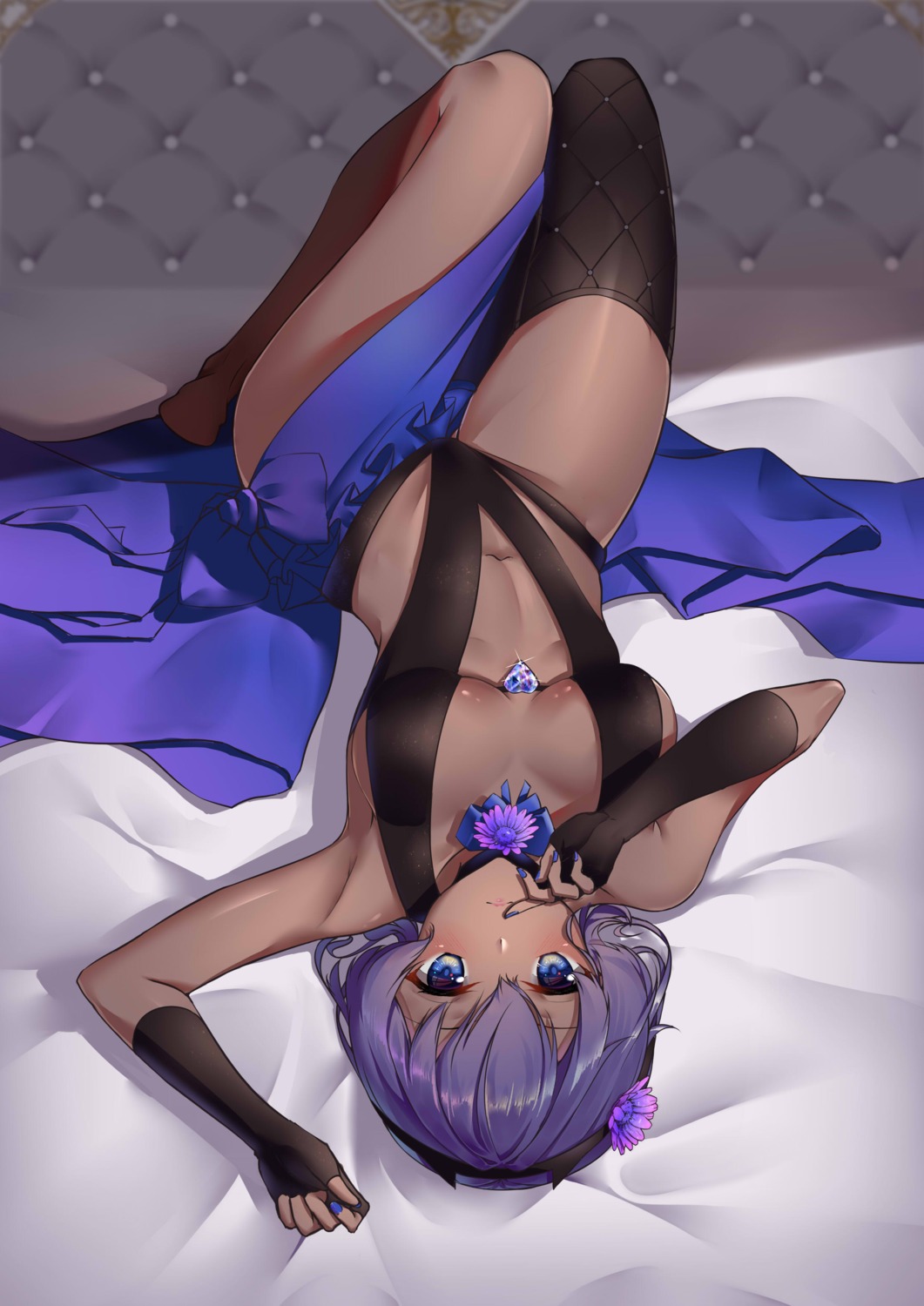 fate/grand_order fate/prototype:_fragments_of_blue_and_silver hassan_of_serenity_(fate) leotard no_bra thighhighs yiyu_qing_mang