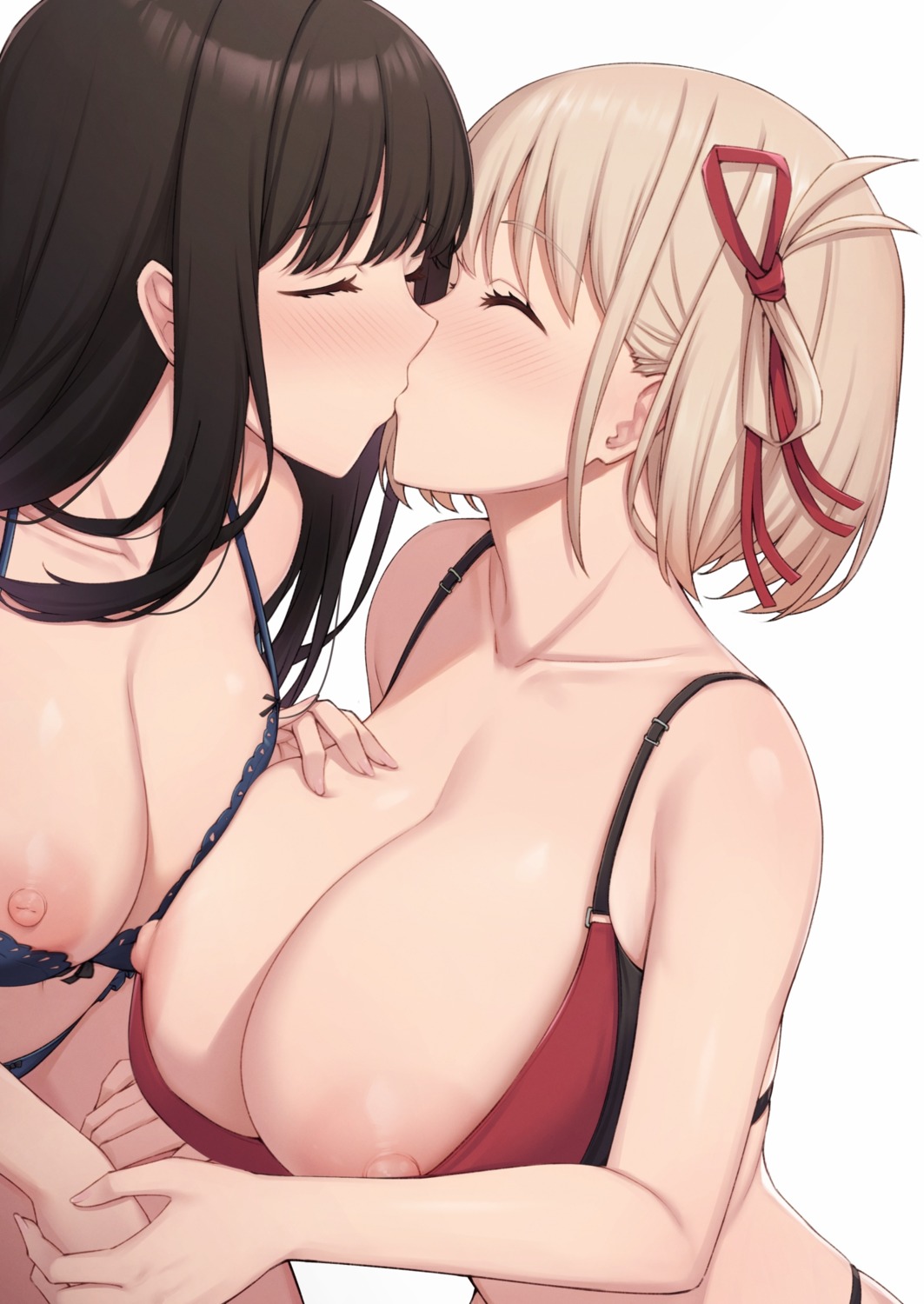 bra fou_zi inoue_takina lycoris_recoil nipples nishikigi_chisato pantsu yuri