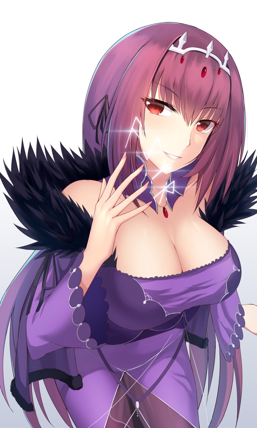 cleavage dress fate/grand_order feng_mouren pantyhose scathach_skadi