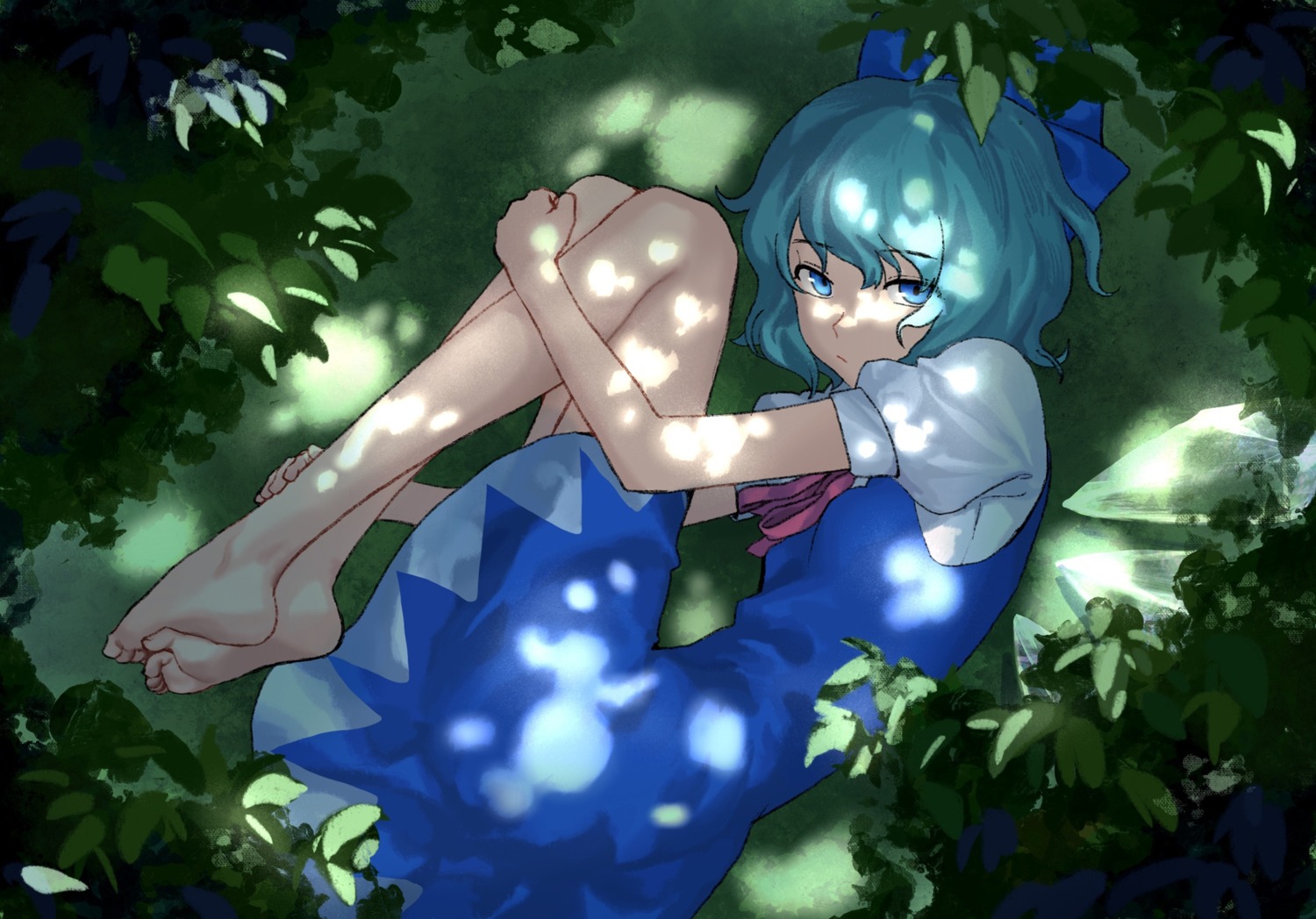 cirno dress feet losercat skirt_lift touhou wings