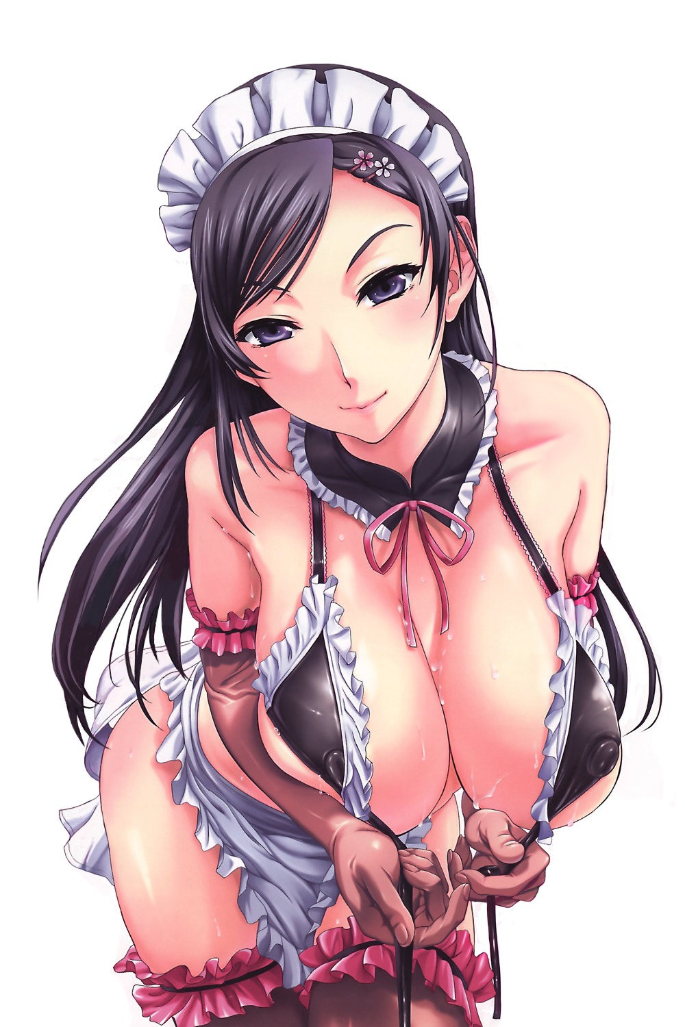 bra cleavage erect_nipples maid shino_(comic_penguin_club) undressing wet