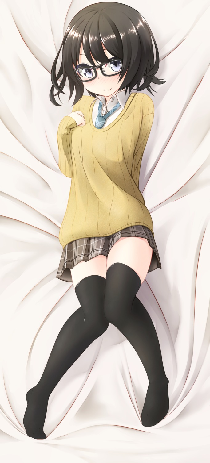 megane nekobaka seifuku sweater thighhighs