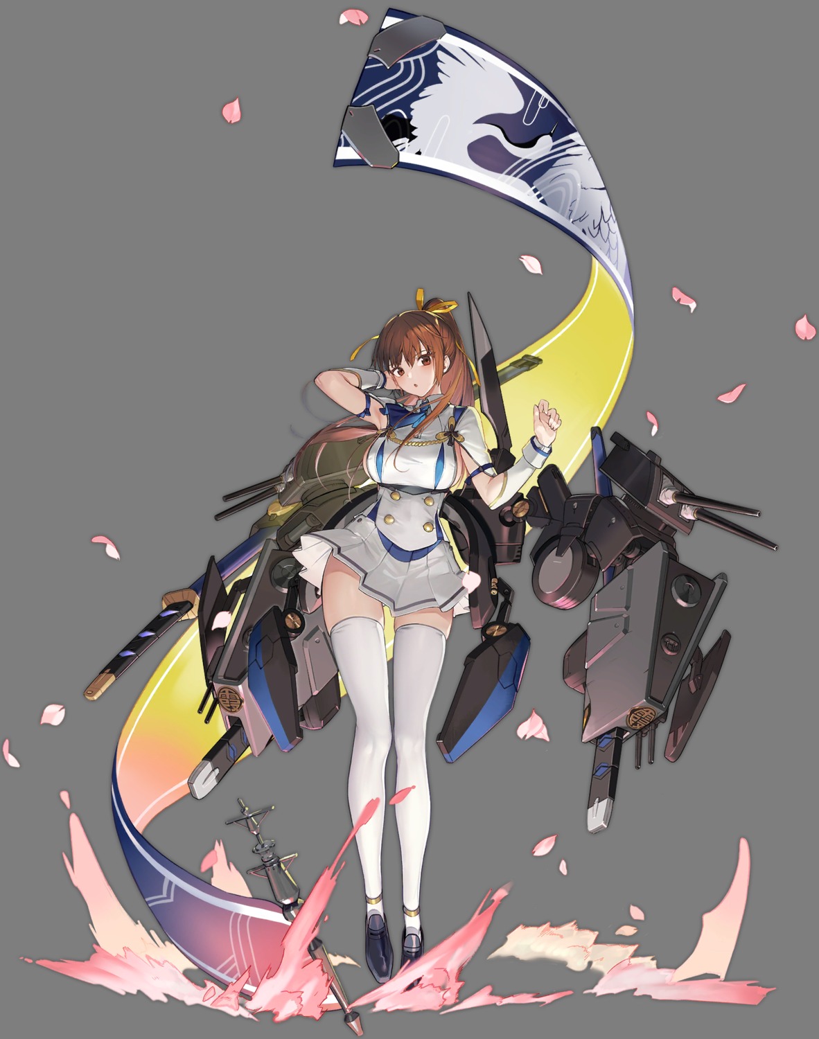 azur_lane dead_or_alive kasumi katsudansou no_bra skirt_lift thighhighs transparent_png uniform