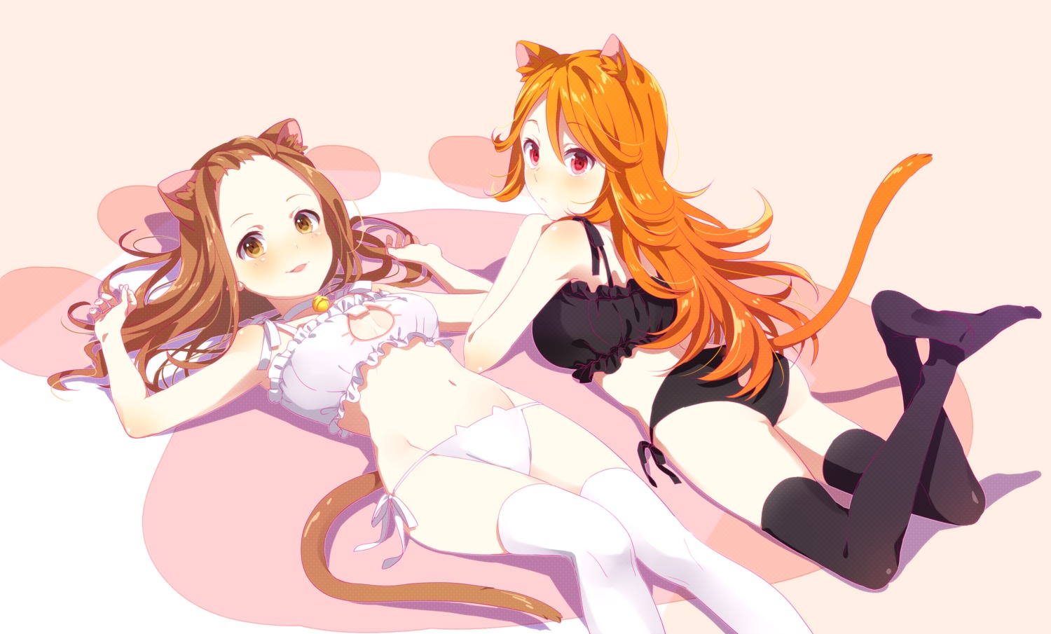 animal_ears ass bra cleavage kotori_(gokigen_iori) nekomimi pantsu string_panties tail thighhighs