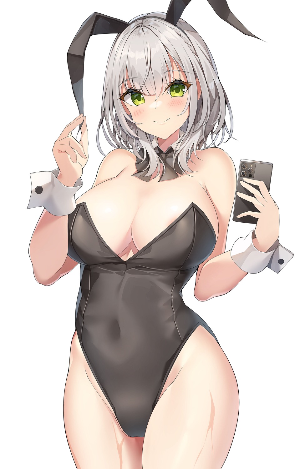 animal_ears bunny_ears bunny_girl hololive no_bra selfie shirogane_noel sob_(submar1089)