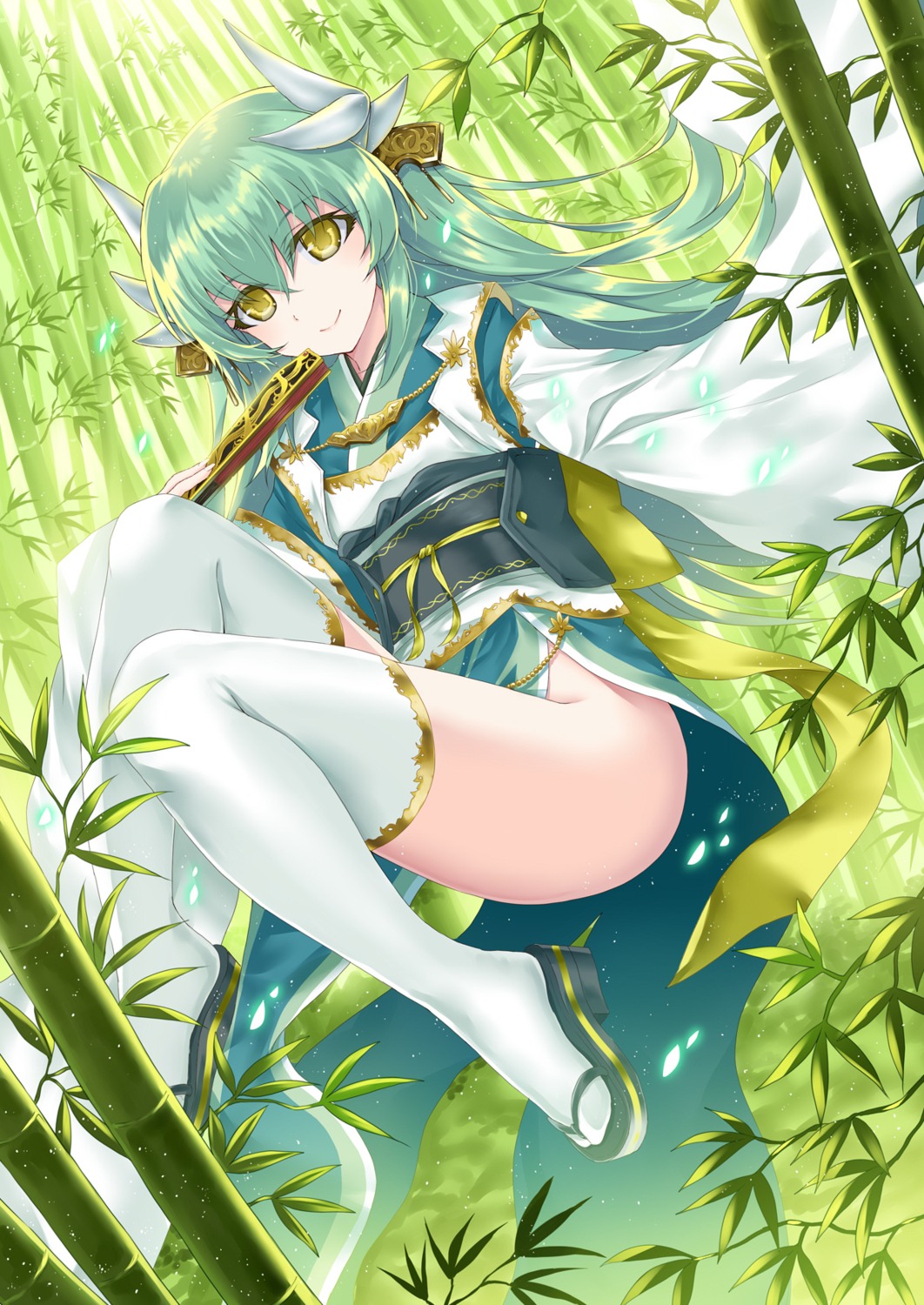 fate/grand_order heels horns japanese_clothes kiyohime_(fate/grand_order) morizono_shiki thighhighs