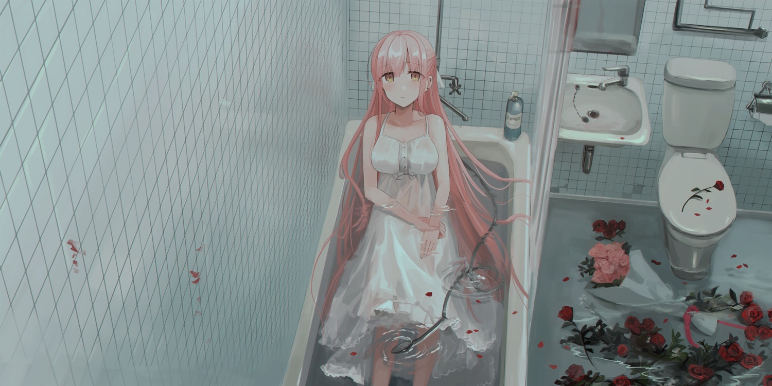 bathing chihuri dress see_through summer_dress wet wet_clothes