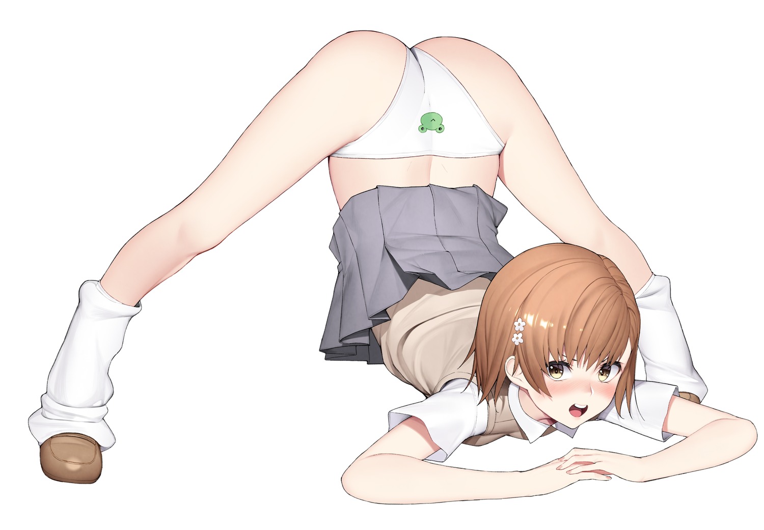 migu_(iws2525) misaka_mikoto pantsu seifuku skirt_lift sweater to_aru_kagaku_no_railgun to_aru_majutsu_no_index