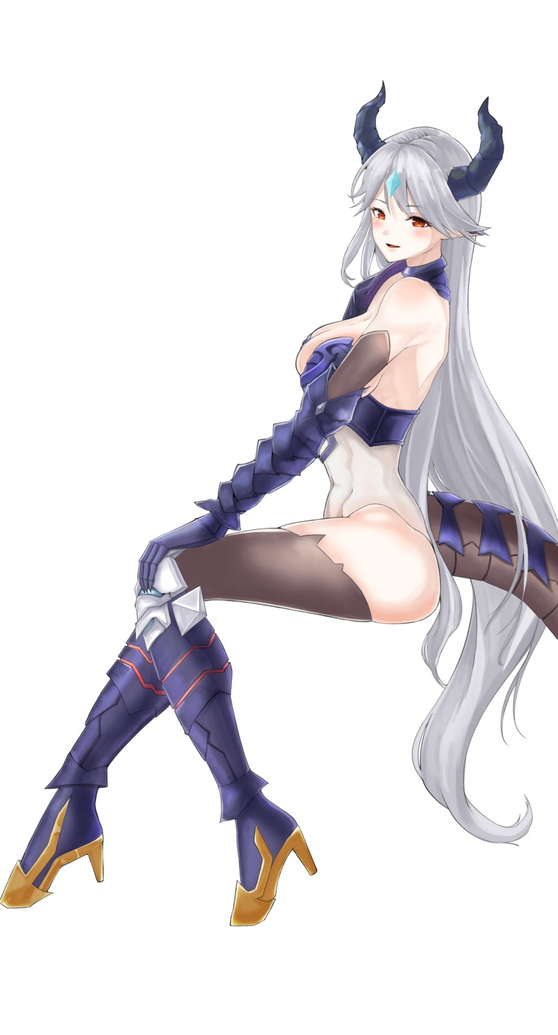 armor epic7 heels horns leotard luna_(epic7) pointy_ears tagme tail thighhighs