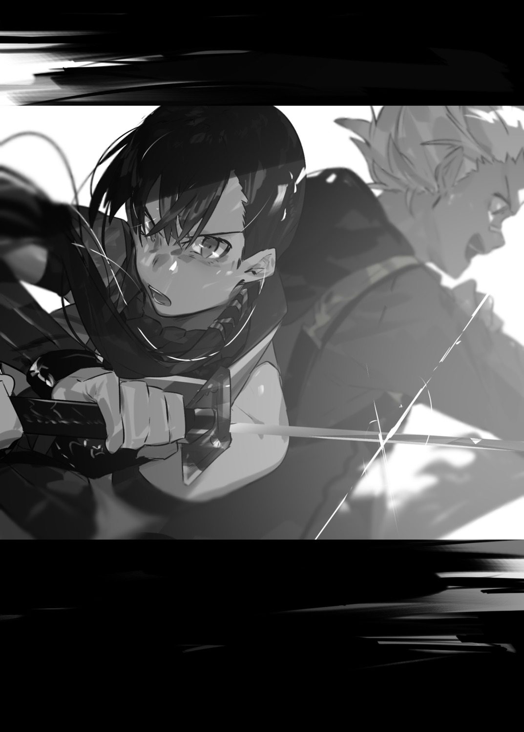 hai_to_gensou_no_grimgar monochrome shirai_eiri