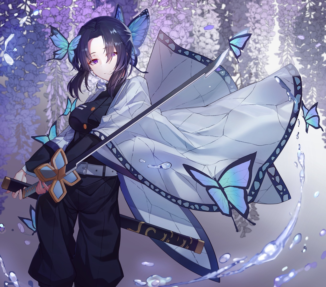 japanese_clothes kimetsu_no_yaiba kochou_shinobu orn sword uniform