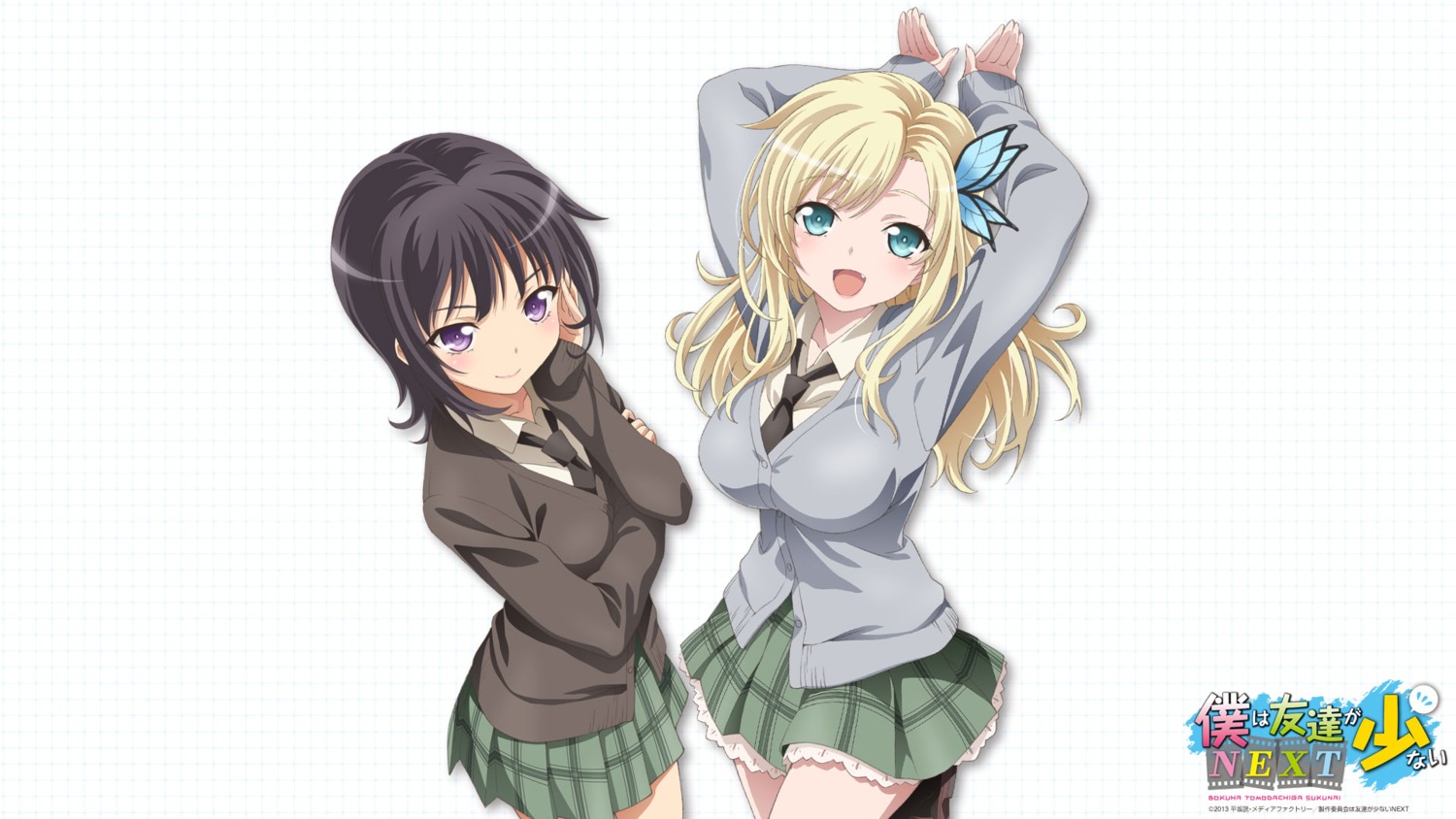 boku_wa_tomodachi_ga_sukunai kashiwazaki_sena mikazuki_yozora seifuku wallpaper