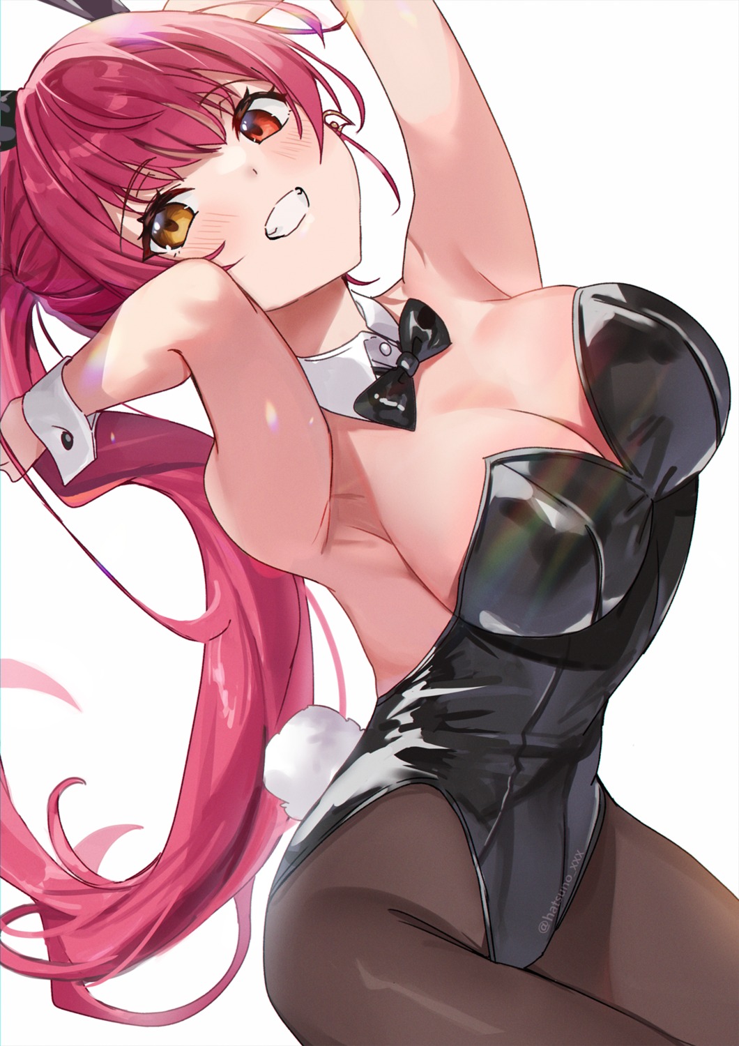 animal_ears bunny_ears bunny_girl hatsuno_xxx heterochromia hololive houshou_marine no_bra pantyhose tail