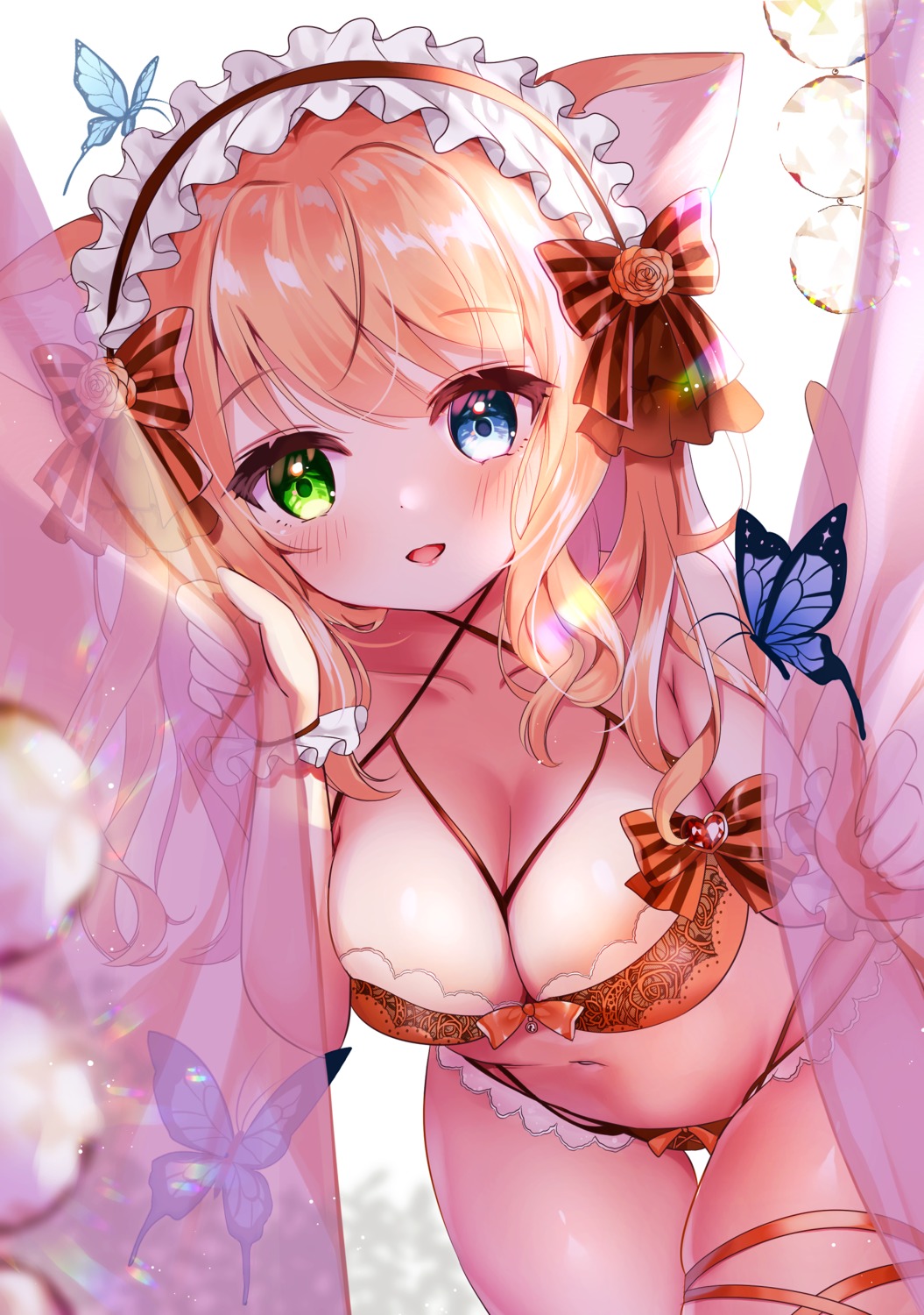 animal_ears bra garter heterochromia nekomimi pantsu tsukimiya_sara