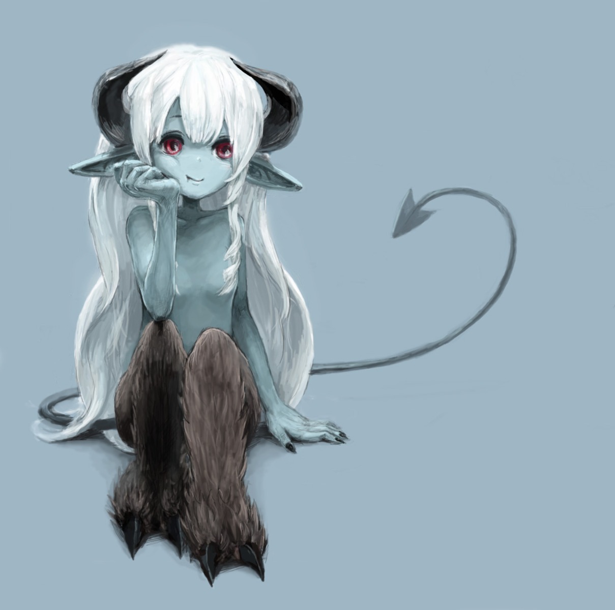 devil horns loli monster_girl pointy_ears tail toi topless