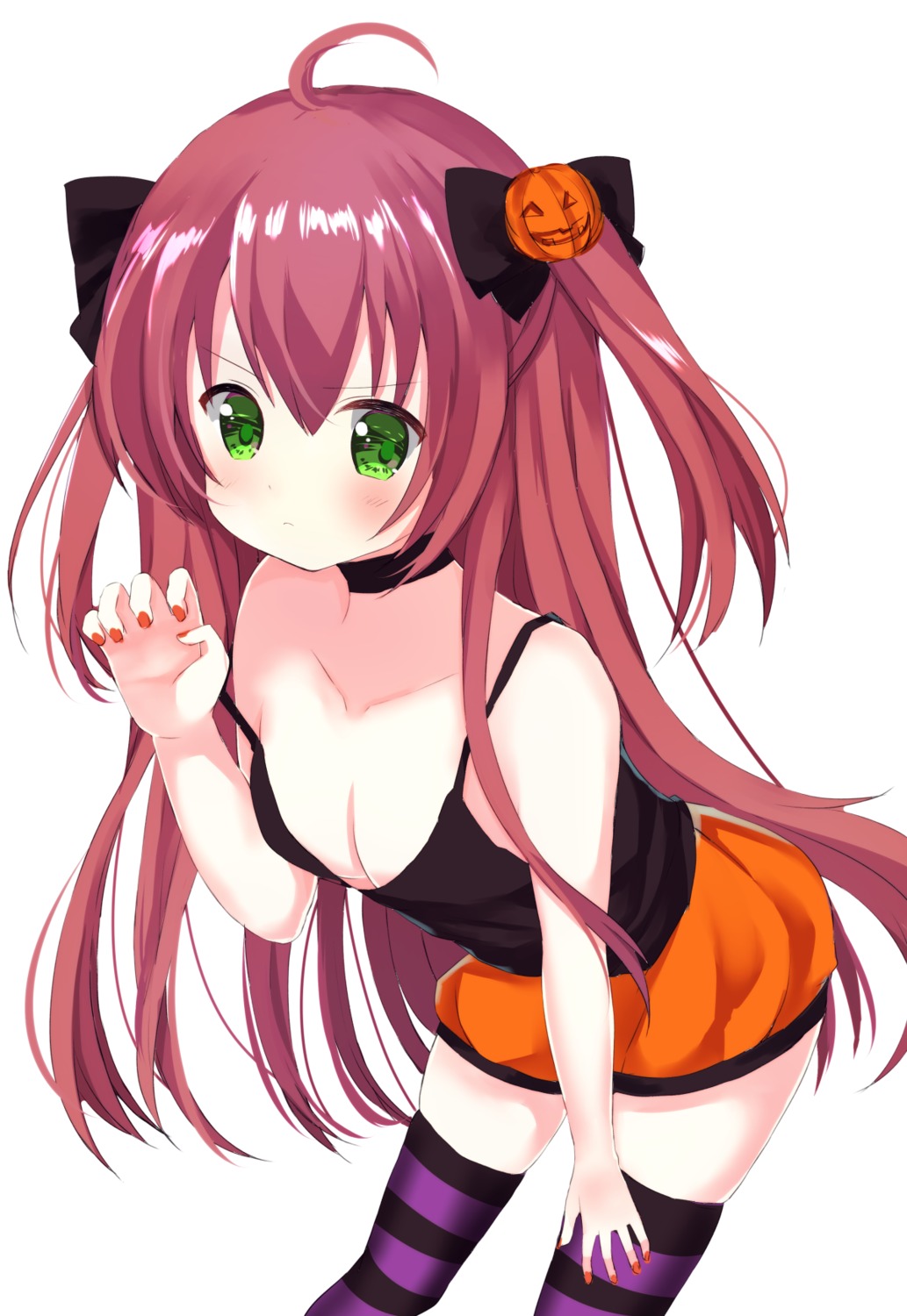 cleavage halloween hamico no_bra thighhighs