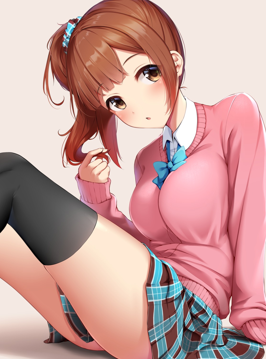 igarashi_kyouko seifuku skirt_lift sweater the_idolm@ster the_idolm@ster_cinderella_girls thighhighs yigra_don