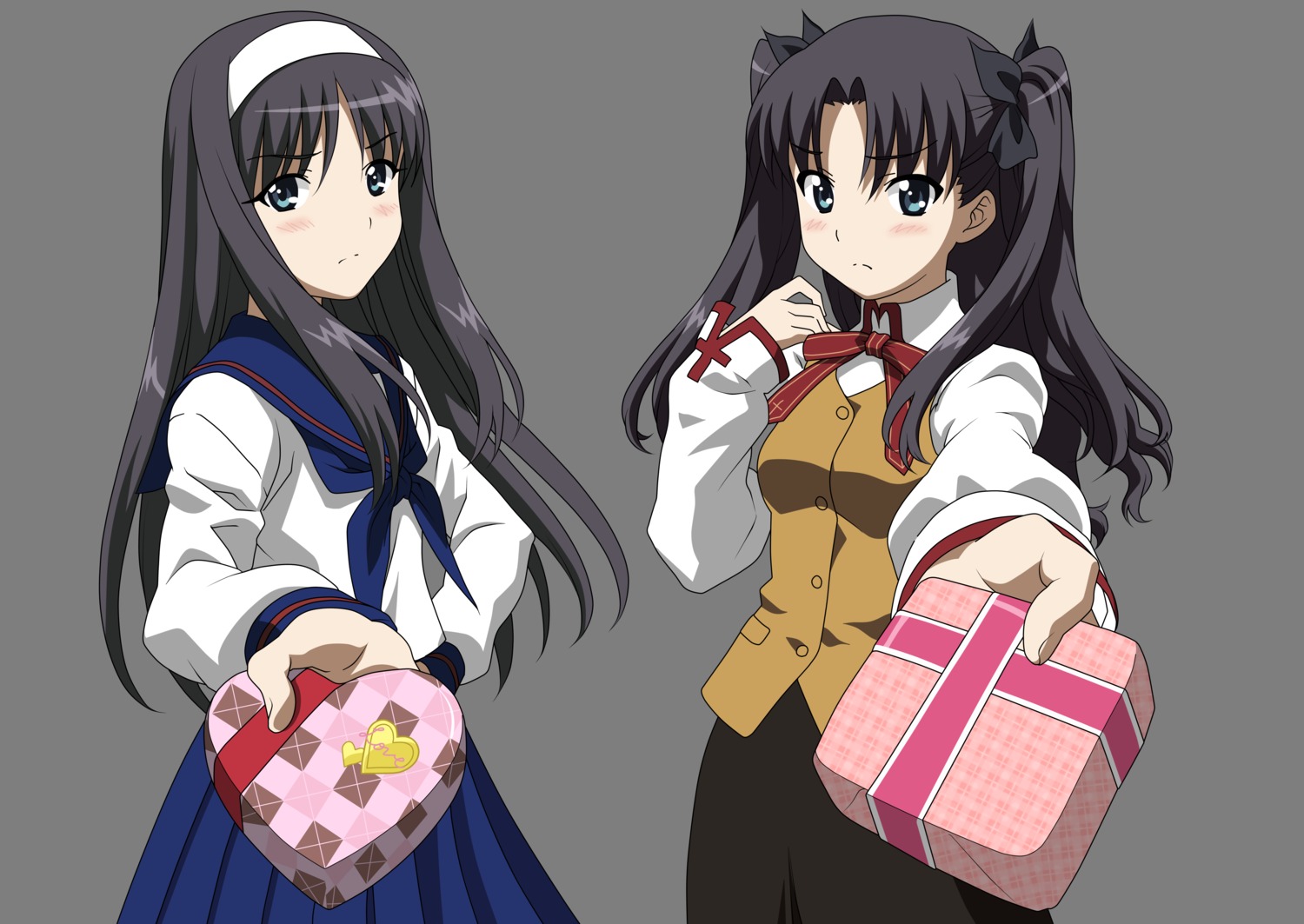 carnival_phantasm fate/stay_night morita_kazuaki seifuku toono_akiha toosaka_rin transparent_png tsukihime valentine vector_trace