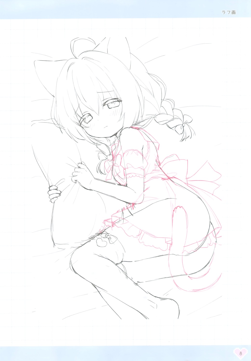 animal_ears loli nekomimi nopan seifuku sketch skirt_lift tail thighhighs usacastle usashiro_mani