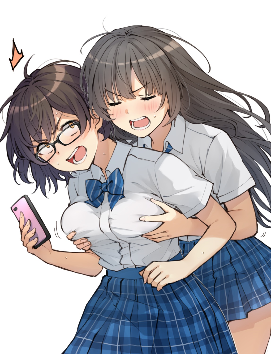 breast_grab megane seifuku somechime yuri